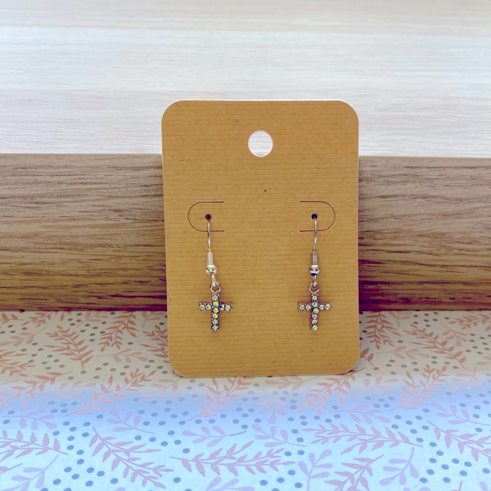 CZ Cross Hook Earrings